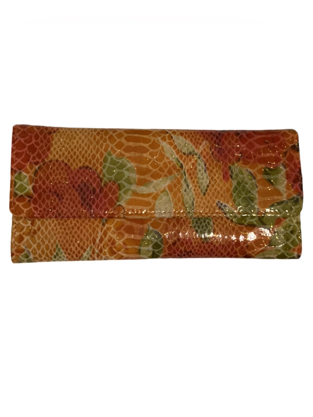 Vintage Hobo International Clutch Multicolor "Summer Bloom" Leather Snakeskin